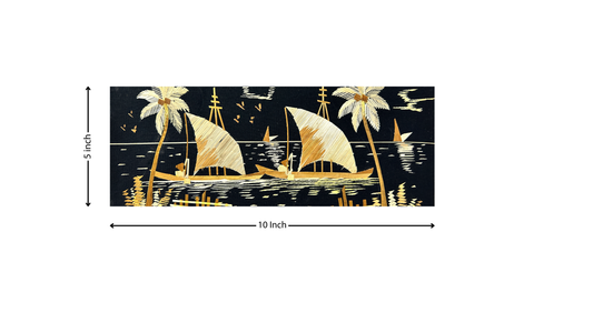 Handcrafted Kerala Rice Straw Painting -Silent Journey - Wall Art for Bedroom, Office, Living Room, Unique Gift, Traditional Home Décor