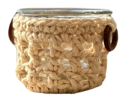 CozyGlow Crochet Tea Light Candle Sleeve (Moonlight Ivory): Made with Natural Thread - Pack of 4