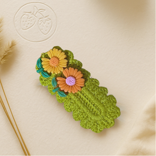 DaisyTales: Handmade Crochet Hair Clip and Brooch with Colorful Floral Design – Daisy-Inspired Hair Accessory for Women & Girls | Eco-Friendly, Lightweight & Stylish