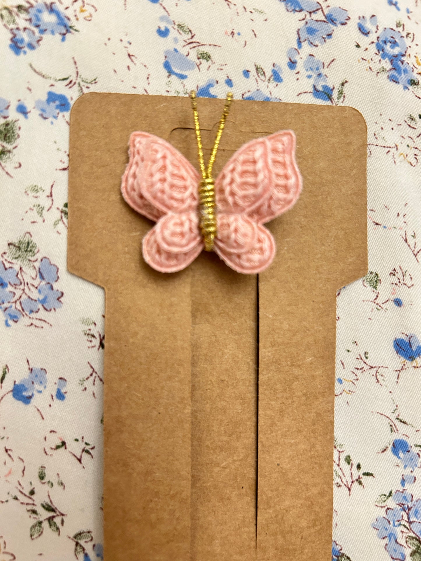 π¦ Flutterglow Handmade Butterfly Hair Clip β Blush Pink & Gold Crochet Accessory for Girls & Women