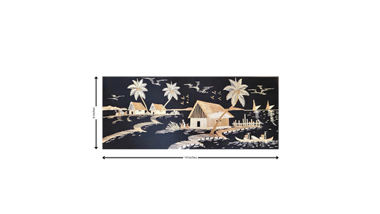 Handcrafted Kerala Rice Straw Painting -Alleppey Tranquility- Eco-Friendly Wall Art for Bedroom, Office, Living Room, Unique Gift, Auspicious Home Decor