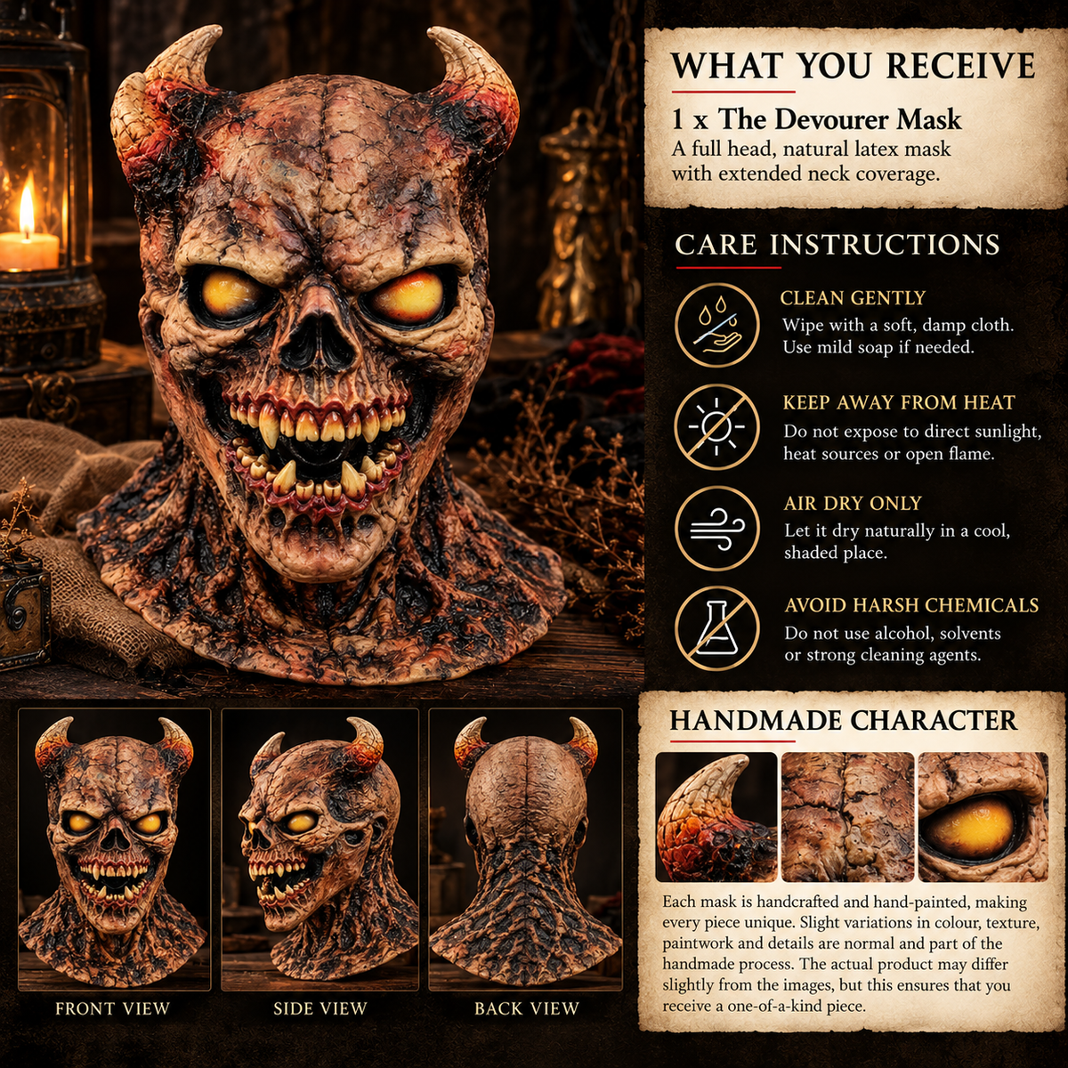 The Devourer Latex Demon Skull Mask for Halloween, Parties & Performances