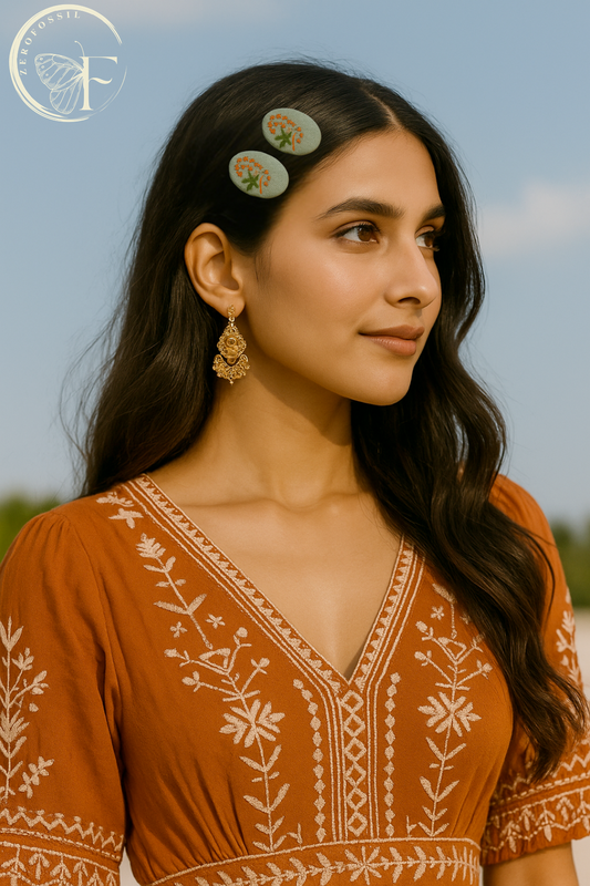 tangerine grove olive green hair clip for girls and women