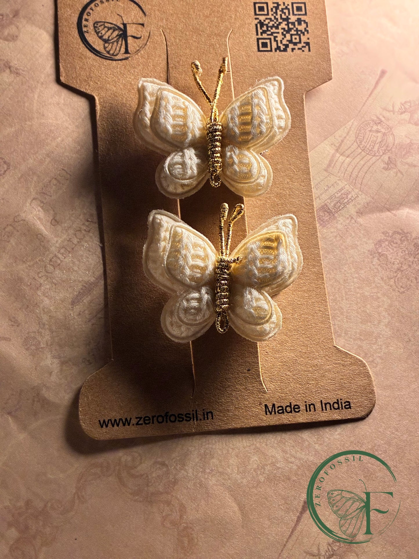 Ivory Winglet Crochet Butterfly Hair Clip – Handmade Elegant Accessory