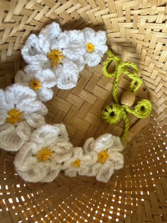 Fleuré Luxury Crochet Floral Accessory – 3-in-1 Hair Band, Necklace & Arm Bracelet | Handmade White Flower Boho Chic