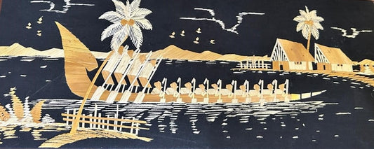 Handcrafted Kerala Rice Straw Painting -Vallam Kali -  Wall Art for Bedroom, Office, Living Room, Unique Gift, Traditional Home Decor