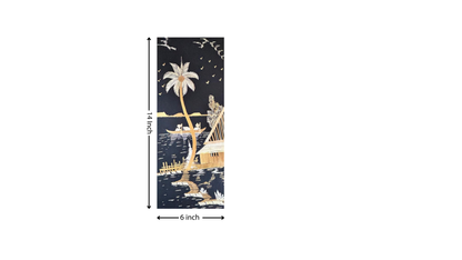 Handcrafted Kerala Rice Straw Painting -Golden Haven in the Backwaters -  Wall Art for Bedroom, Office, Living Room, Unique Gift, Traditional Home Decor