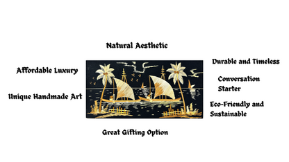 Handcrafted Kerala Rice Straw Painting -Silent Journey -  Wall Art for Bedroom, Office, Living Room, Unique Gift, Traditional Home Décor