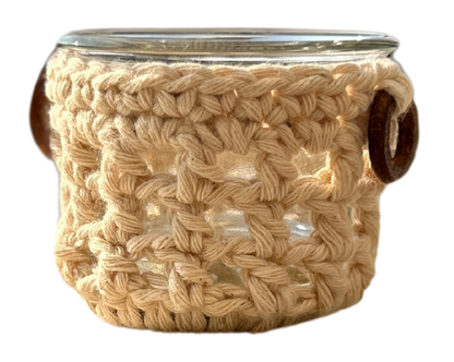 CozyGlow Crochet Tea Light Candle Sleeve (Moonlight Ivory): Made with Natural Thread - Pack of 4