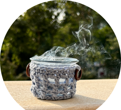 CozyGlow Crochet Tea Light Candle Sleeve (Blue Ocean Mist) - Pack of 4