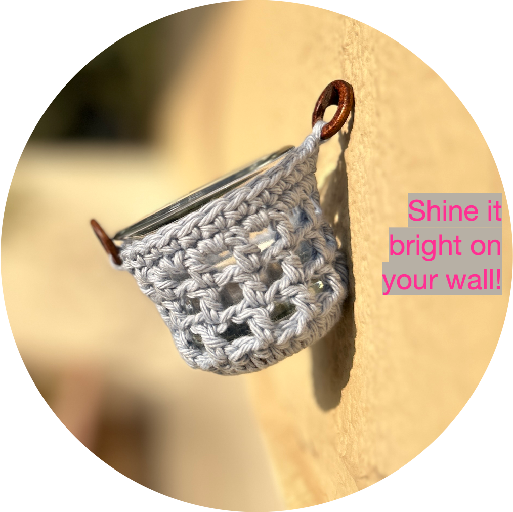CozyGlow Crochet Tea Light Candle Sleeve (Blue Ocean Mist) - Pack of 4