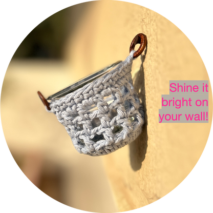 CozyGlow Crochet Tea Light Candle Sleeve (Blue Ocean Mist) - Pack of 4