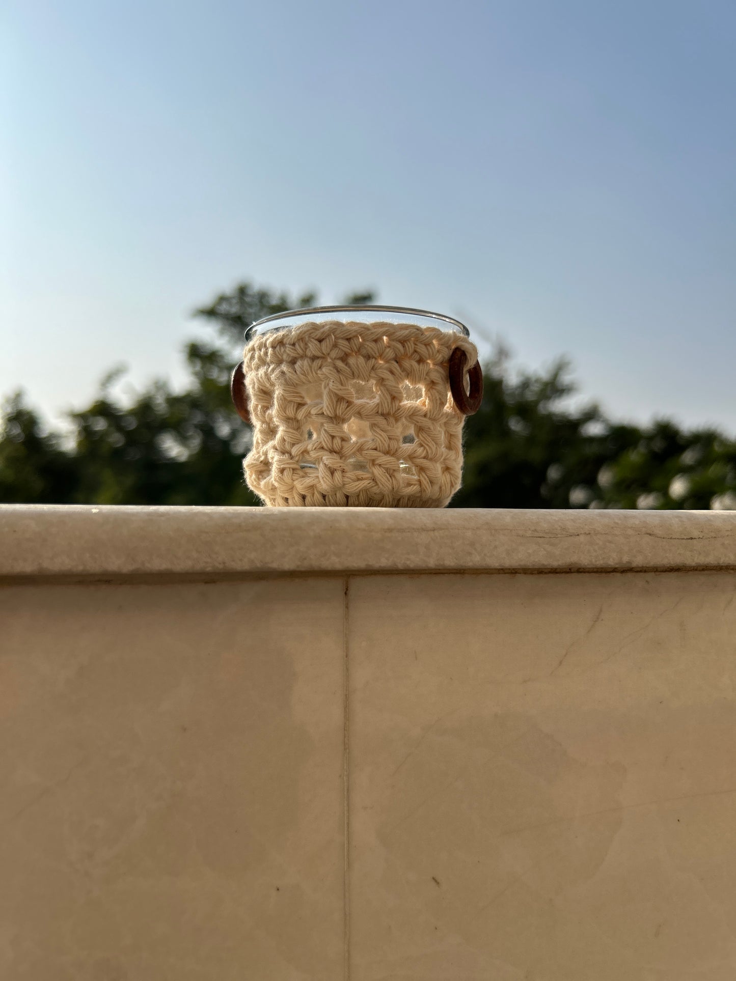 CozyGlow Crochet Tea Light Candle Sleeve (Moonlight Ivory): Made with Natural Thread - Pack of 4