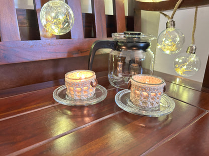 CozyGlow Crochet Tea Light Candle Sleeve (Moonlight Ivory): Made with Natural Thread for Birthday, New Year, Christmas, Wedding, Anniversary | Worship in Temple, Gurudwara, Church | Candle Light Dinner, Gift - Pack of 2