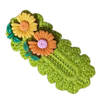 DaisyTales: Handmade Crochet Hair Clip and Brooch with Colorful Floral Design – Daisy-Inspired Hair Accessory for Women & Girls | Eco-Friendly, Lightweight & Stylish