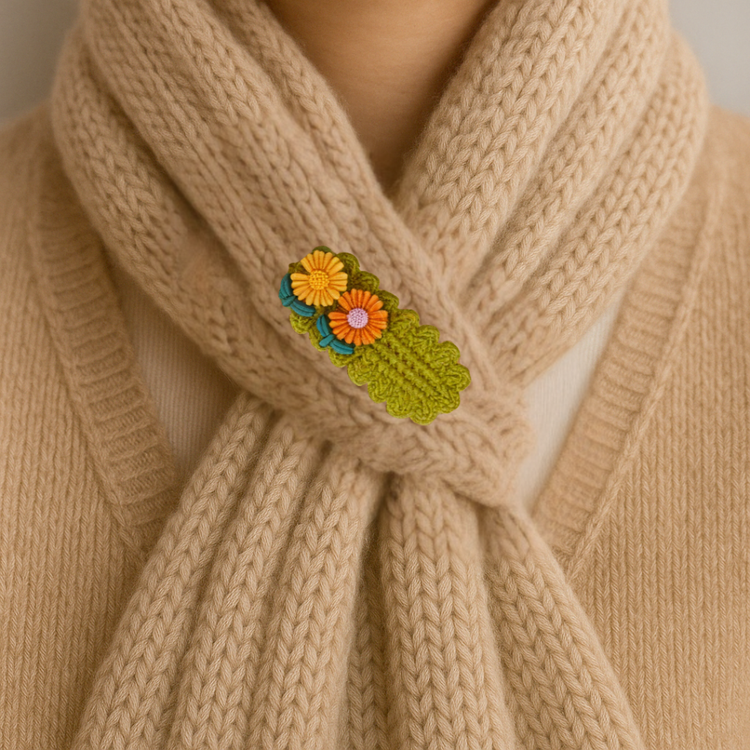DaisyTales: Handmade Crochet Hair Clip and Brooch with Colorful Floral Design – Daisy-Inspired Hair Accessory for Women & Girls | Eco-Friendly, Lightweight & Stylish
