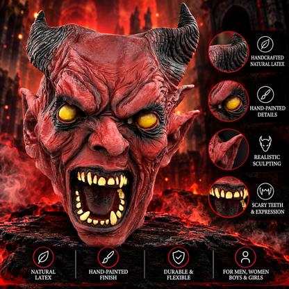 Hellborn Halloween Demon Mask, Natural Latex for Halloween parties, costume events and cosplay