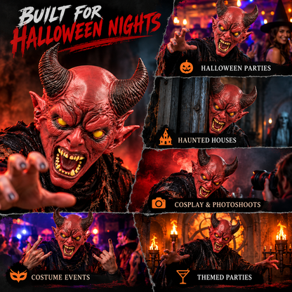 Hellborn Halloween Demon Mask, Natural Latex for Halloween parties, costume events and cosplay