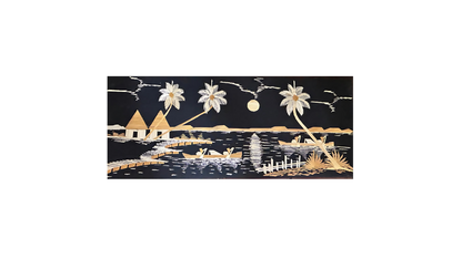 Handcrafted Kerala Rice Straw Painting -Periyar Whispers- Eco-Friendly Wall Art for Bedroom, Office, Living Room, Unique Gift, Auspicious Home Decor