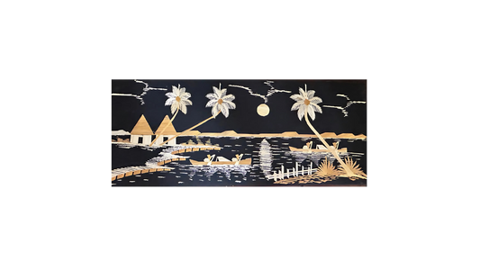 Handcrafted Kerala Rice Straw Painting -Periyar Whispers- Eco-Friendly Wall Art for Bedroom, Office, Living Room, Unique Gift, Auspicious Home Decor