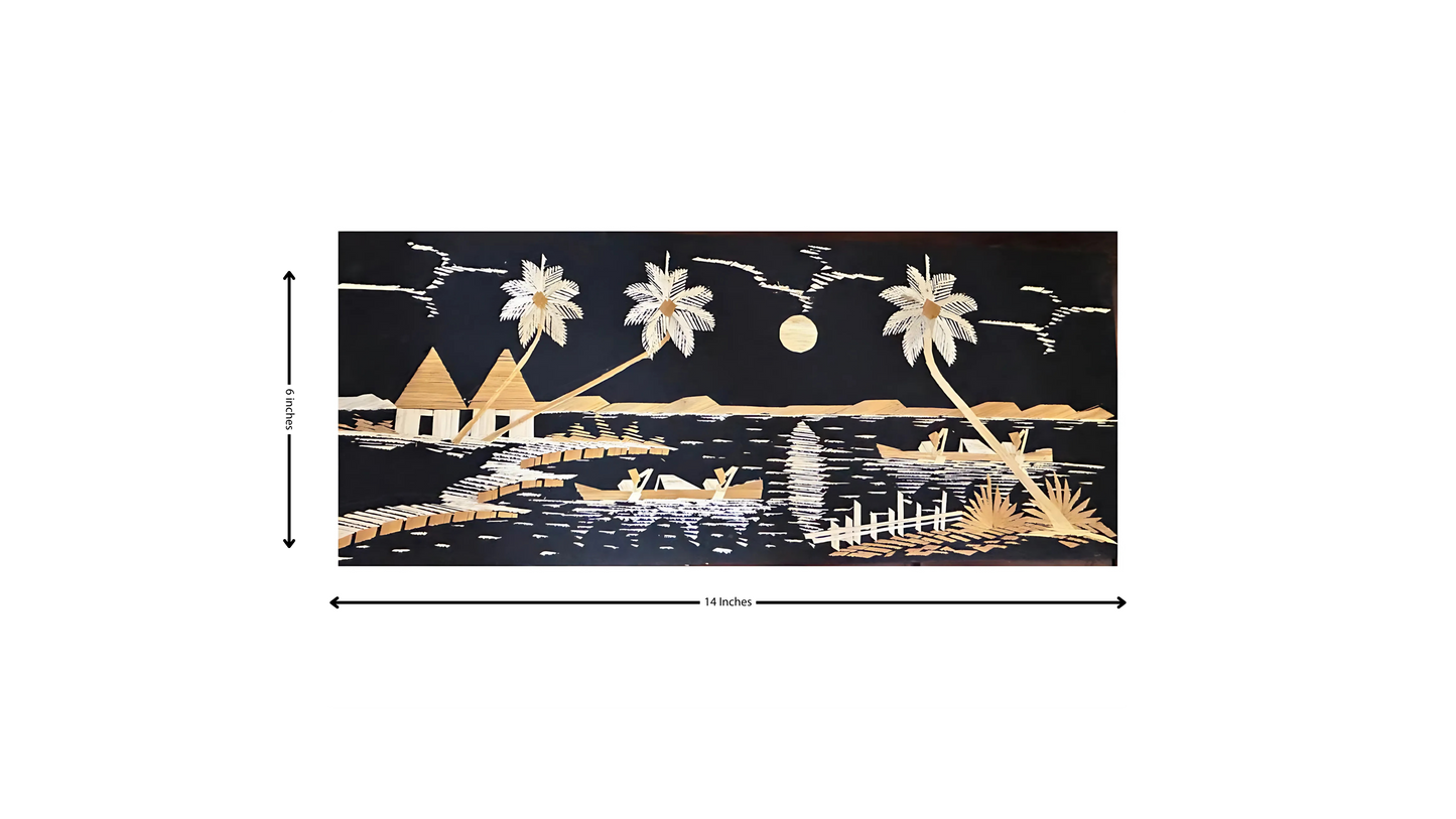 Handcrafted Kerala Rice Straw Painting -Periyar Whispers- Eco-Friendly Wall Art for Bedroom, Office, Living Room, Unique Gift, Auspicious Home Decor