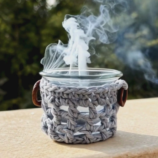 CozyGlow Crochet Tea Light Candle Sleeve (Blue Ocean Mist) - Pack of 6