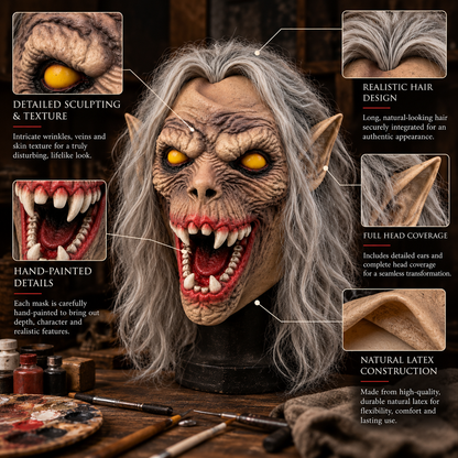 Skinwalker Natural Latex Monster Mask for Halloween, Parties & Performances