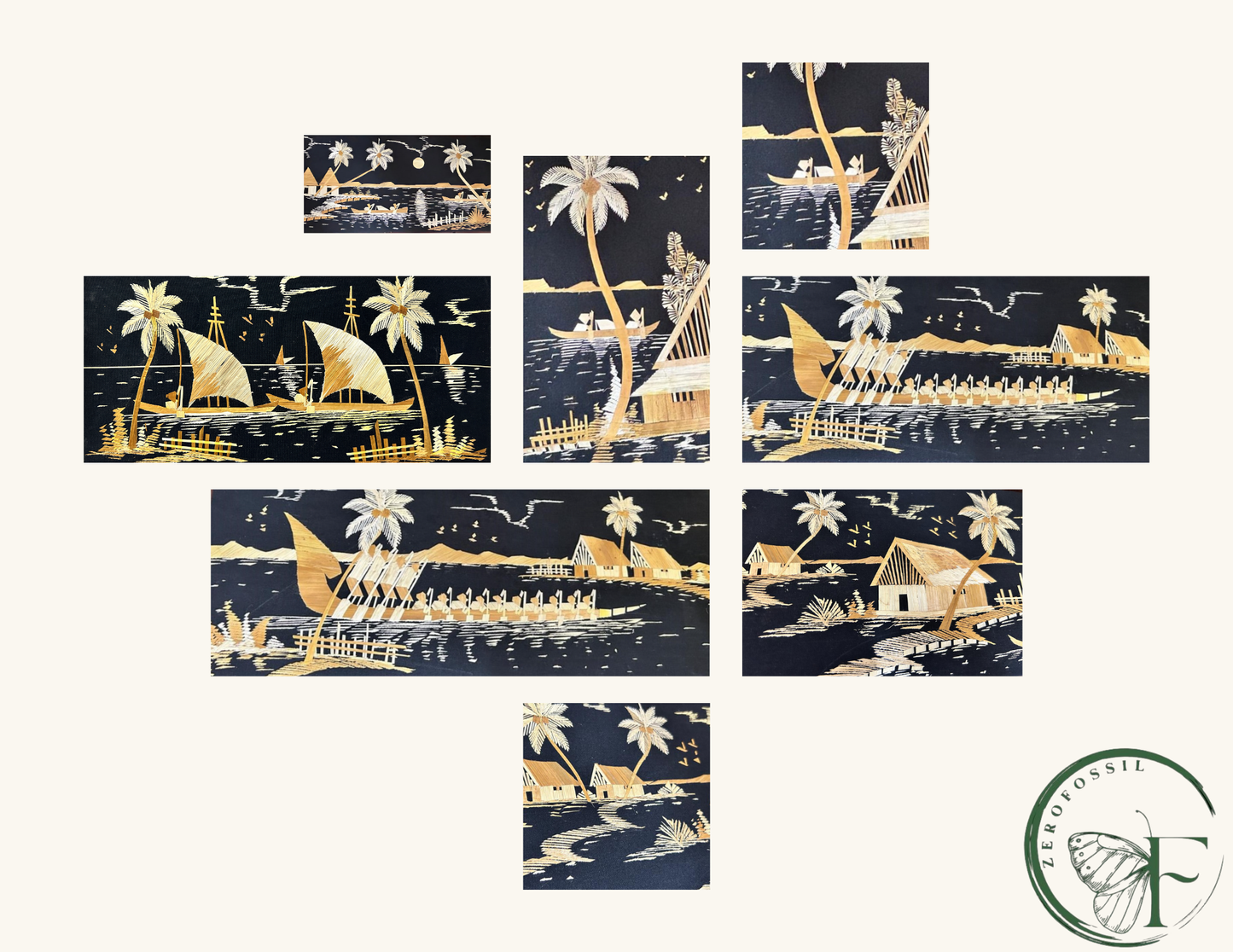 Handcrafted Kerala Rice Straw Painting -Golden Haven in the Backwaters -  Wall Art for Bedroom, Office, Living Room, Unique Gift, Traditional Home Decor