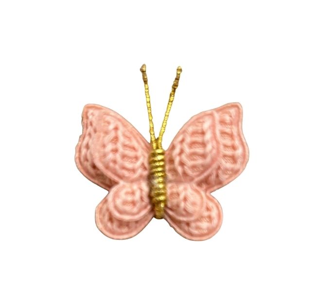 🦋 Flutterglow Handmade Butterfly Hair Clip – Blush Pink & Gold Crochet Accessory for Girls & Women