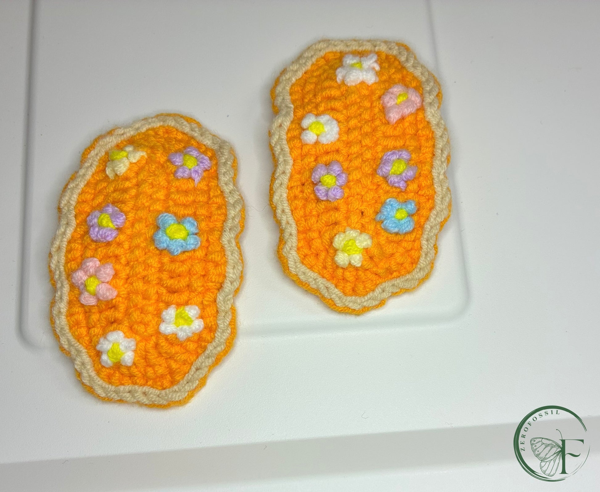 marigold orange cotton crochet hair clip for girls handmade in India