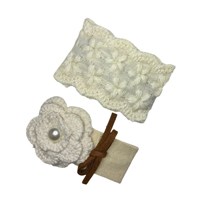 Ivory Whispers Handmade Hair Clip Combo – Crochet Flower & Lace Barrette Set | Elegant Pearl-Accented Hair Accessories for Girls & Women