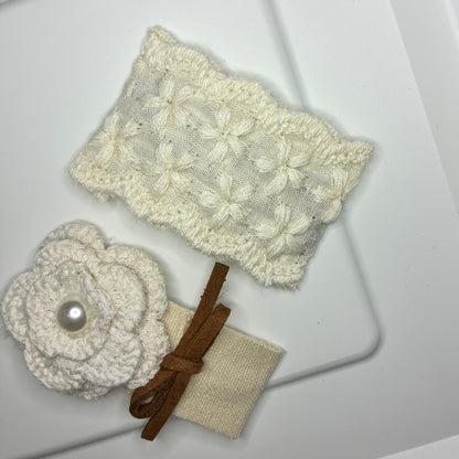 Ivory Whispers Handmade Hair Clip Combo – Crochet Flower & Lace Barrette Set | Elegant Pearl-Accented Hair Accessories for Girls & Women