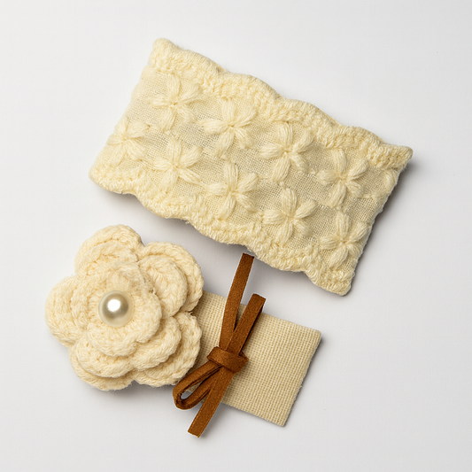 Ivory Whispers Handmade Hair Clip Combo – Crochet Flower & Lace Barrette Set | Elegant Pearl-Accented Hair Accessories for Girls & Women
