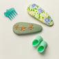 Olive Meadow Handmade Fabric Hair Clips – Soft Green Embroidered & Floral Print Set | Nature-Inspired Accessories for Girls & Women