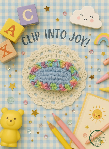 rainbow ruffle cotton crochet hair clip for girls