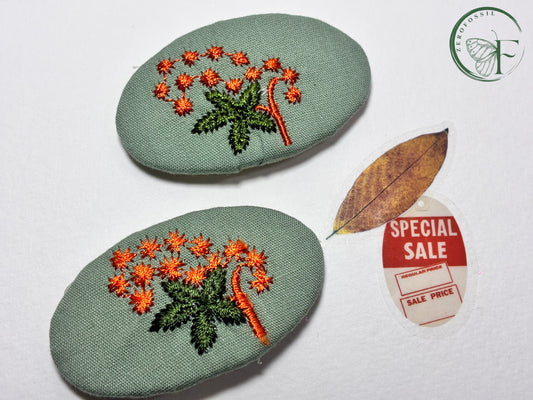 zerofossil embroidered hair clip olive green