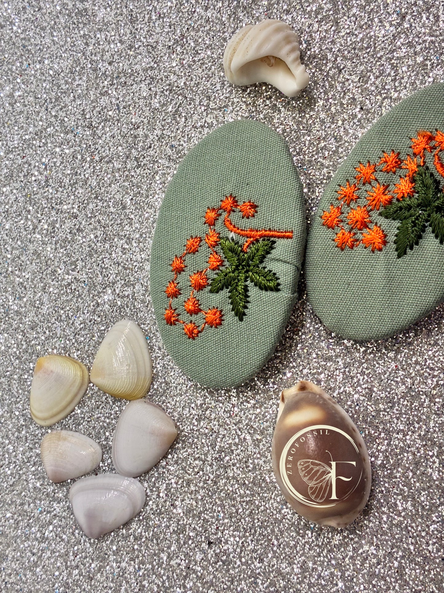 Tangerine Grove Crochet Hair Clip – Handmade Tropical Bloom Embroidery for Girls and Women