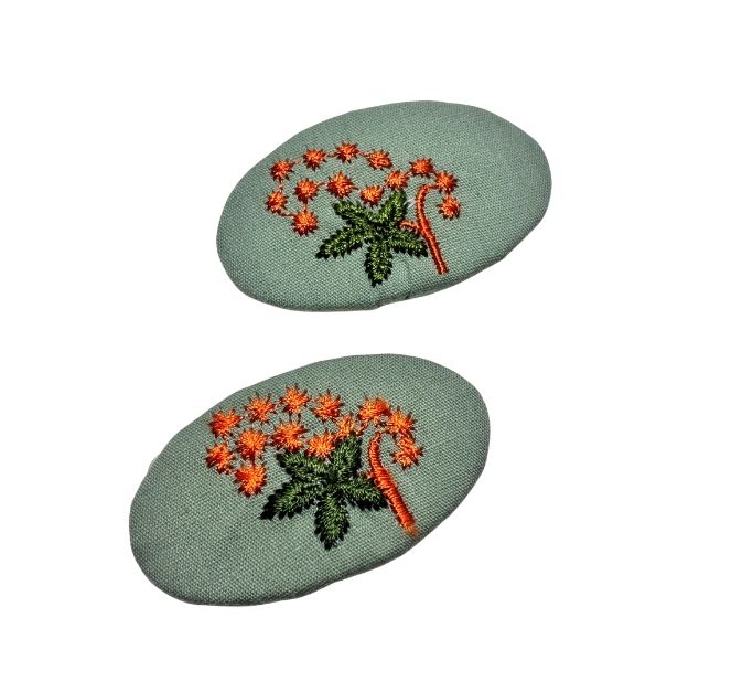 Tangerine Grove Crochet Hair Clip – Handmade Tropical Bloom Embroidery for Girls and Women