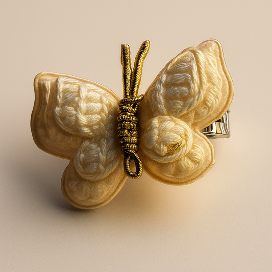 Ivory Winglet Crochet Butterfly Hair Clip – Handmade Elegant Accessory