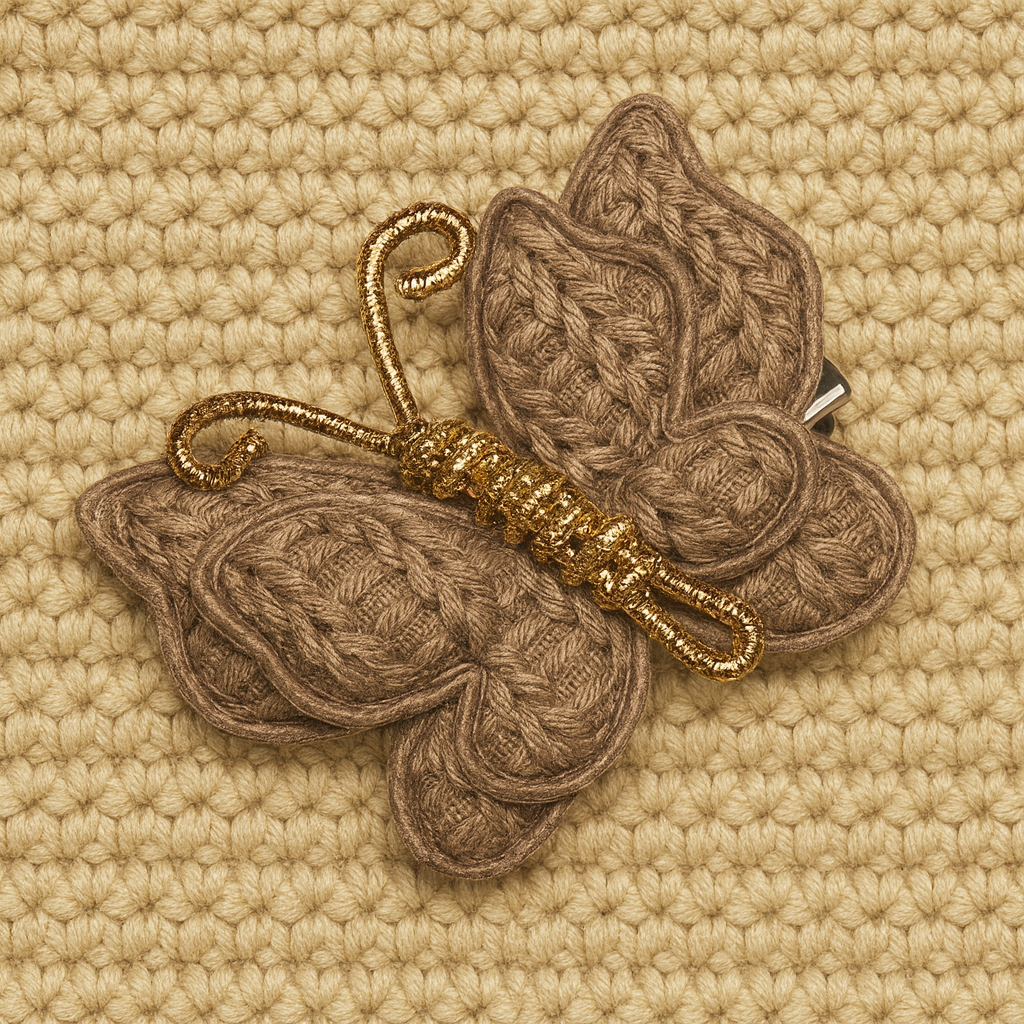 Mocha Monarch Crochet Butterfly Hair Clip – Handmade Earthy Brown Hair Accessory