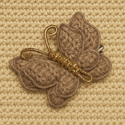 Mocha Monarch Crochet Butterfly Hair Clip – Handmade Earthy Brown Hair Accessory