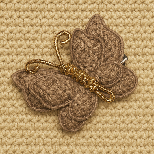 Mocha Monarch Crochet Butterfly Hair Clip – Handmade Earthy Brown Hair Accessory