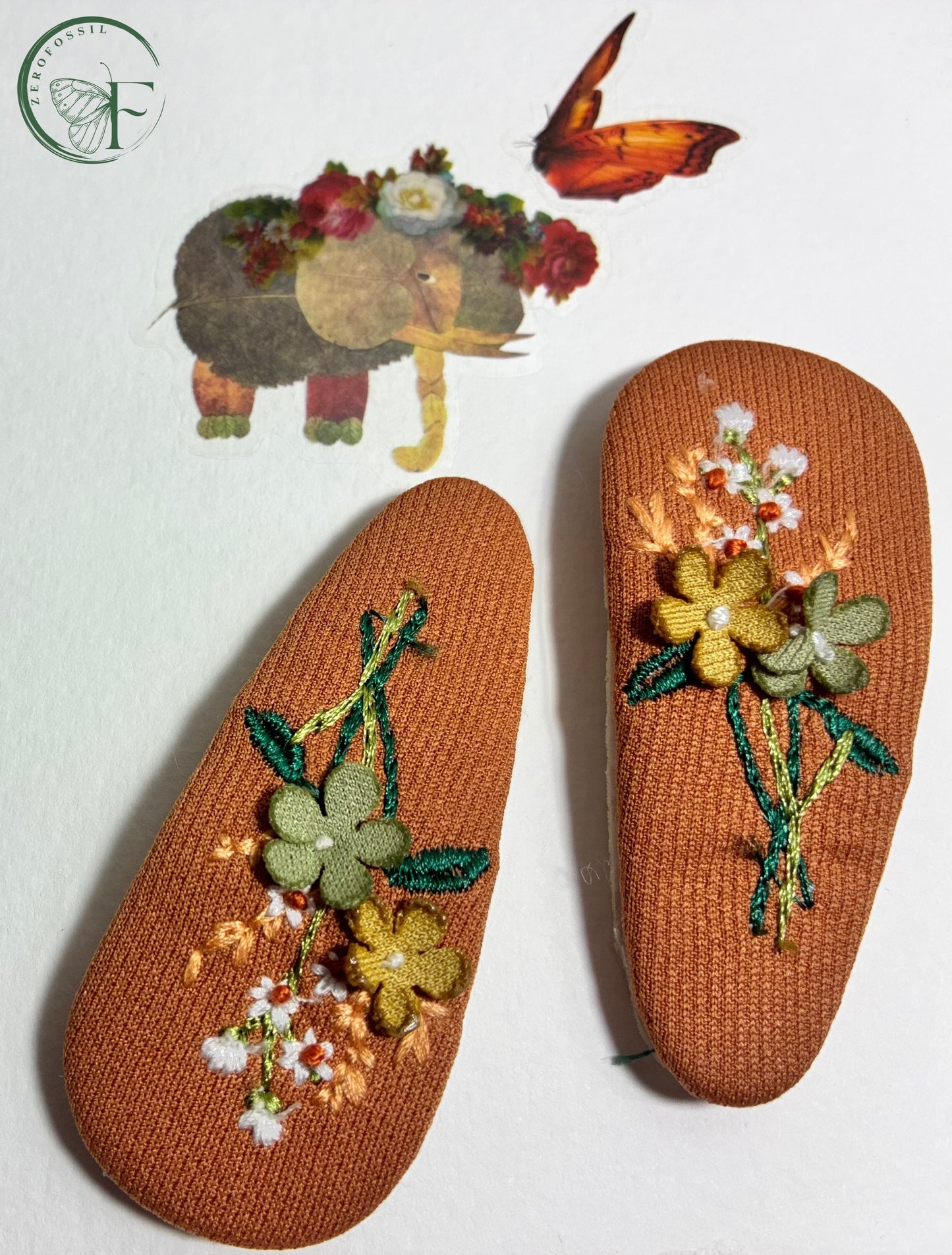 🌼 Amber Bloom Crochet Hair Clip – Rustic Floral Charm for Monsoon Style | Handmade by ZeroFossil