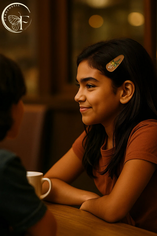 🌼 Amber Bloom Crochet Hair Clip – Rustic Floral Charm for Monsoon Style | Handmade by ZeroFossil