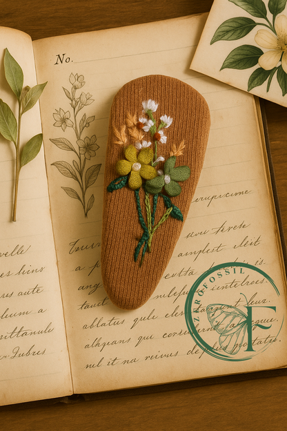 🌼 Amber Bloom Crochet Hair Clip – Rustic Floral Charm for Monsoon Style | Handmade by ZeroFossil