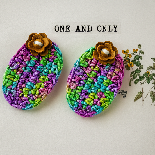 Rainbow Dash Crochet Hair Clips – Handmade Multicolor Floral Accessories for Girls & Women