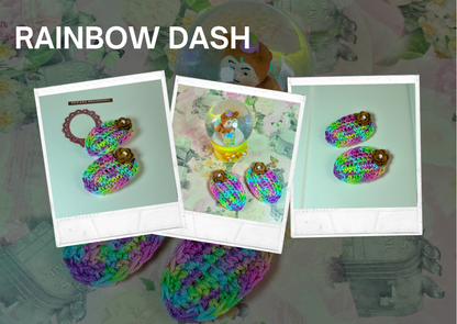 Rainbow Dash Crochet Hair Clips – Handmade Multicolor Floral Accessories for Girls & Women