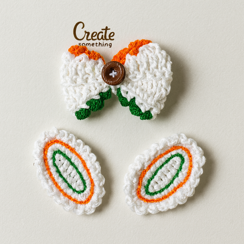 The Tricolor Crochet Hair Clips & Bow – Handmade Hair Accessories for Indian Independence Day Celebrations