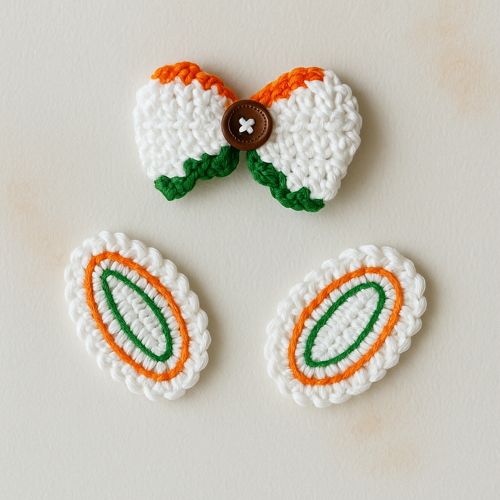 The Tricolor Crochet Hair Clips & Bow – Handmade Hair Accessories for Indian Independence Day Celebrations