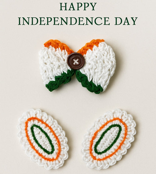The Tricolor Crochet Hair Clips & Bow – Handmade Hair Accessories for Indian Independence Day Celebrations